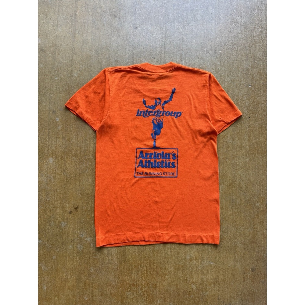 VTG 80s Nike Swoosh Checks Style Marathon Running March of Dimes T-Shirt (S)